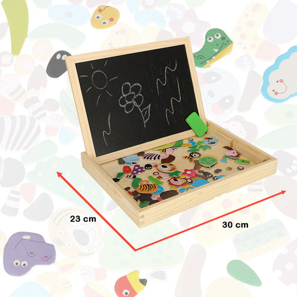 Ikonka Educatief Groot Multifunctioneel Bord - Magnetisch Bord Krijtbord Puzzel Dieren