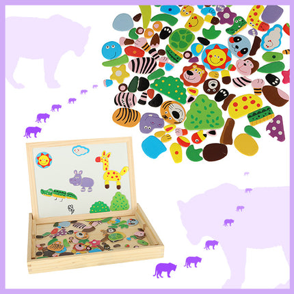 Ikonka Educatief Groot Multifunctioneel Bord - Magnetisch Bord Krijtbord Puzzel Dieren