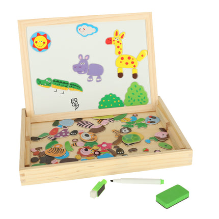 Ikonka Educatief Groot Multifunctioneel Bord - Magnetisch Bord Krijtbord Puzzel Dieren