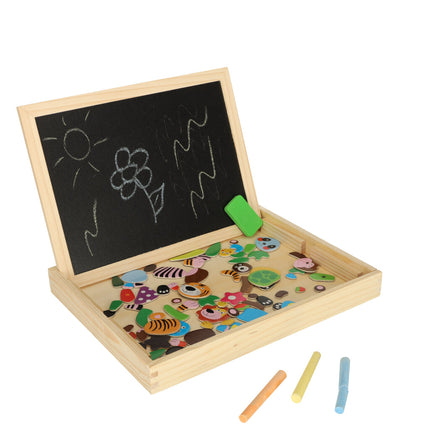 Ikonka Educatief Groot Multifunctioneel Bord - Magnetisch Bord Krijtbord Puzzel Dieren