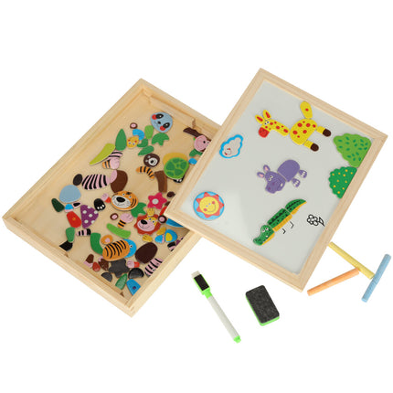 Ikonka Educatief Groot Multifunctioneel Bord - Magnetisch Bord Krijtbord Puzzel Dieren