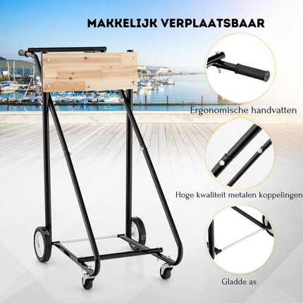 Trendmix XXL Buitenboordmotor trolley op Wielen tot 150 kg - Robuuste Metalen Transportwagen Bok Voor Buitenboordmotor Transport