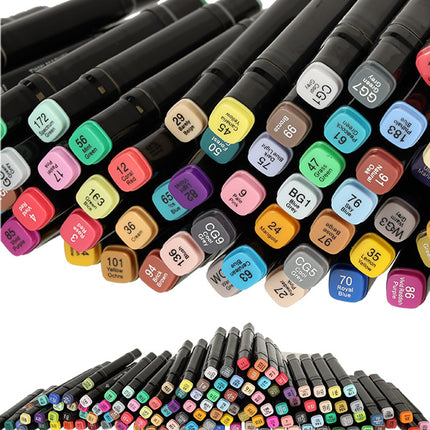 Ikonka 120 stuks Dubbelzijdige Alcoholmarkers - Markerset 120 - Alcohol Markers in Etui - Professionele Markerset