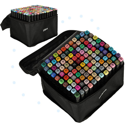 Ikonka 120 stuks Dubbelzijdige Alcoholmarkers - Markerset 120 - Alcohol Markers in Etui - Professionele Markerset