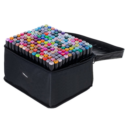 Ikonka Dubbelzijdige Alcoholmarkers in Etui 168 + Standaard - Alcoholmarkerset - 168 markers