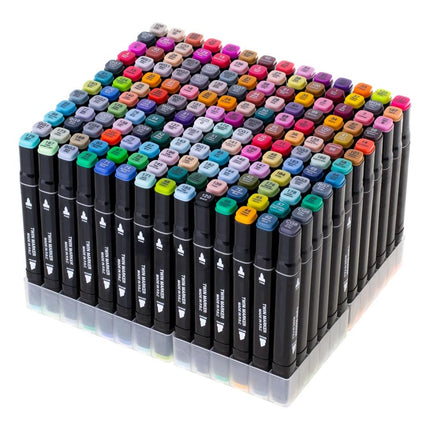 Ikonka Dubbelzijdige Alcoholmarkers in Etui 168 + Standaard - Alcoholmarkerset - 168 markers