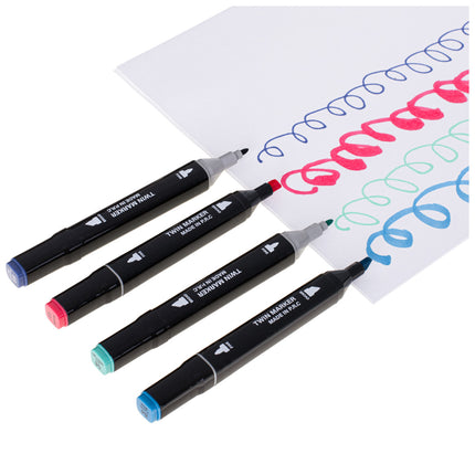 Ikonka 24 stuks Dubbelzijdige Alcoholmarkers - Markerset 24 - Alcohol Markers in Etui - Professionele Markerset