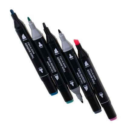 Ikonka 24 stuks Dubbelzijdige Alcoholmarkers - Markerset 24 - Alcohol Markers in Etui - Professionele Markerset