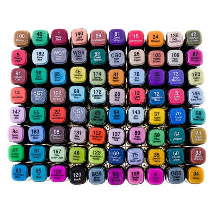 Ikonka 80 stuks Dubbelzijdige Alcoholmarkers - Markerset 80 - Alcohol Markers in Etui - Professionele Markerset