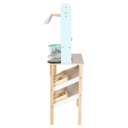 LULILO Melo Houten Marktkraam met Kassa – Speelgoedwinkel met Scanner, Geld & Producten – Educatief Rollenspel – 3+ Jaar