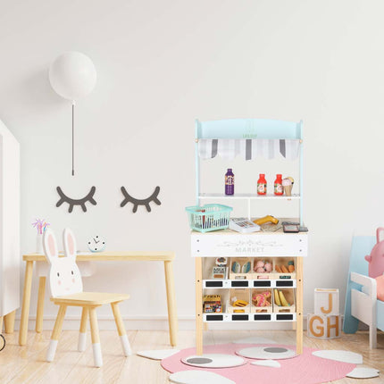 LULILO Melo Houten Marktkraam met Kassa – Speelgoedwinkel met Scanner, Geld & Producten – Educatief Rollenspel – 3+ Jaar