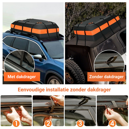 Trendmix Autodaktas 420L – Waterdichte Dakbagagetas – Dakkoffer Voor Auto Zonder Dakrails – Met Slot & Antislipmat