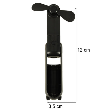 Mini USB Ventilator Opvouwbaar Zwart – Draagbare Handventilator – Oplaadbaar via USB-C – Bureauventilator – Powerbankfunctie