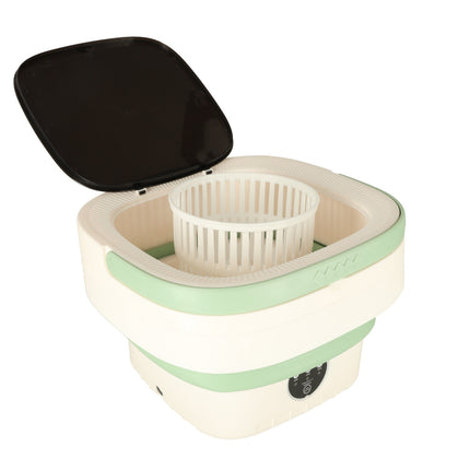 Ikonka Mini Draagbare Kleine Opvouwbare Reiswasser Wasmachine - Kleding & Lingerie - 11L - Groen