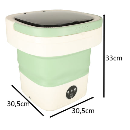 Ikonka Mini Draagbare Kleine Opvouwbare Reiswasser Wasmachine - Kleding & Lingerie - 11L - Groen