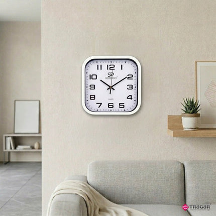 Wandklok Vierkant 28,5 cm – Moderne Witte Muurklok – Quartz Klok