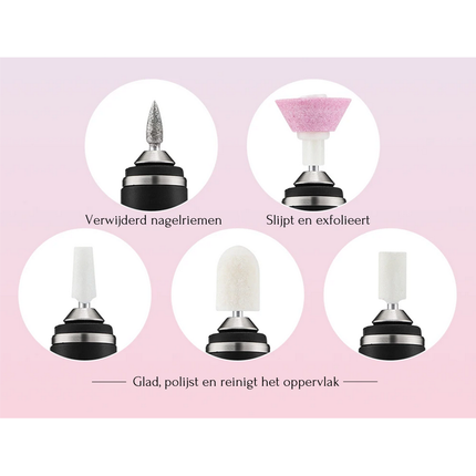 Trendmix Draadloze Elektrische Nagelvijl Nagelfrees Met 5 Bitjes Roze - 4 Bedieningsmodi - Manicure Pedicure Set Elektrisch - Oplaadbaar - USB C Kabel