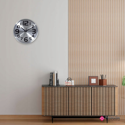 Wandklok 31 cm – Stille RVS Muurklok – Geborsteld Staal – Grote Cijfers