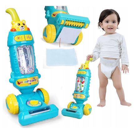 Ikonka Verticale Interactieve Kinderstofzuiger Met Geluid 46 cm - Kinderspeelgoed - Blauw Of Roze/Rood