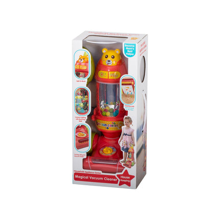 Ikonka Verticale Interactieve Kinderstofzuiger Met Geluid 46 cm - Kinderspeelgoed - Blauw Of Roze/Rood