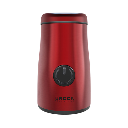 Brock Elektrische Koffiemolen Rood 150W – Voor Koffiebonen, Kruiden, Noten & Specerijen – Stil, Snel & BPA-vrij – RVS Mes