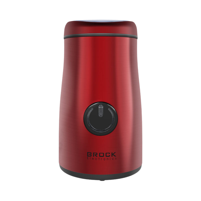 Brock Elektrische Koffiemolen Rood 150W – Voor Koffiebonen, Kruiden, Noten & Specerijen – Stil, Snel & BPA-vrij – RVS Mes