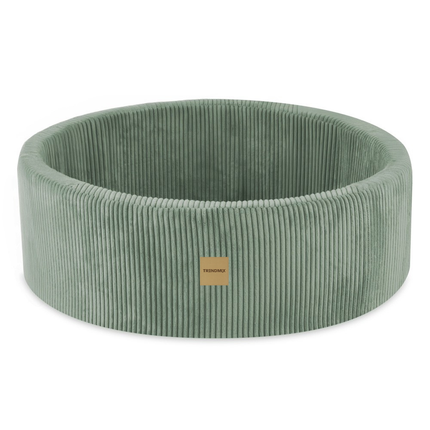 Trendmix Luxe Ronde Ballenbak – 90x30 cm – Groen Corduroy – Inclusief 200 Ballen (Parelmoer, Mint & Goud)