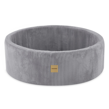 Trendmix Luxe Ronde Ballenbak 90x30 cm – Corduroy – Lichtgrijs – 200 Ballen in Parelmoer, Lichtblauw en Zilver