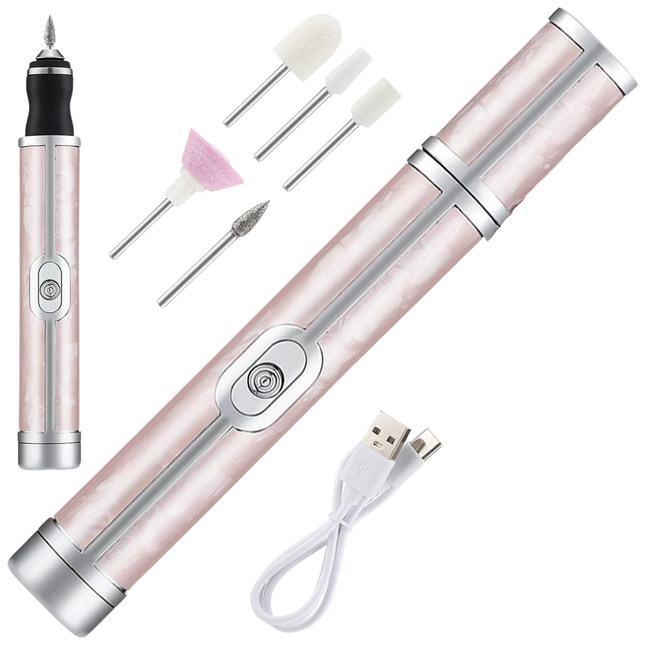 Trendmix Draadloze Elektrische Nagelvijl Nagelfrees Met 5 Bitjes Roze - 4 Bedieningsmodi - Manicure Pedicure Set Elektrisch - Oplaadbaar - USB C Kabel