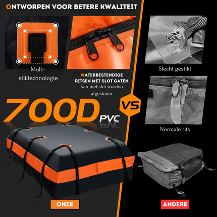 2de kansje Trendmix Waterdichte Opvouwbare Autodaktas 560 L Zwart - Dakkoffer - Dakbagagetas - Autodaktas Bagagedrager