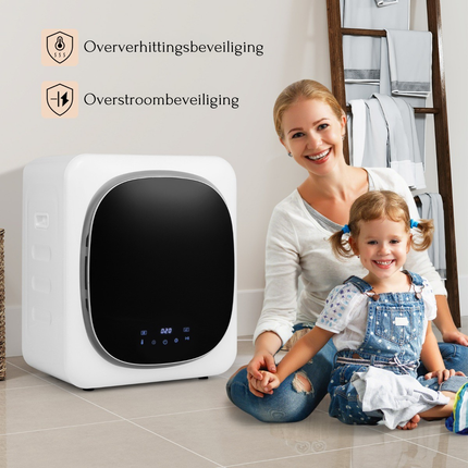Trendmix Compacte Elektrische Wasdroger 2,5 kg - Draagbare Wasdroger 800 W met Roestvrijstalen Trommel - LED-Touchscreen Slim Drogen - Compacte Wasdroger - Wit