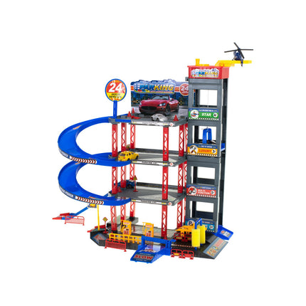 Speelgoedgarage City Parking met 4 verdiepingen - Inclusief 4 auto's en 1 helikopter