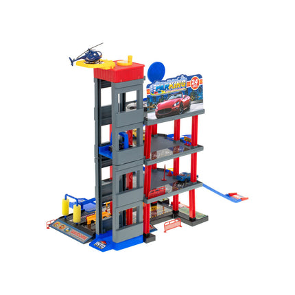 Speelgoedgarage City Parking met 4 verdiepingen - Inclusief 4 auto's en 1 helikopter