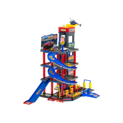 Speelgoedgarage City Parking met 4 verdiepingen - Inclusief 4 auto's en 1 helikopter