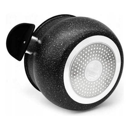Meyerhoff Stoompannenset 3-delig Ø 24 cm – 9 L – RVS met Marmercoating – Geschikt voor Inductie – Zwart