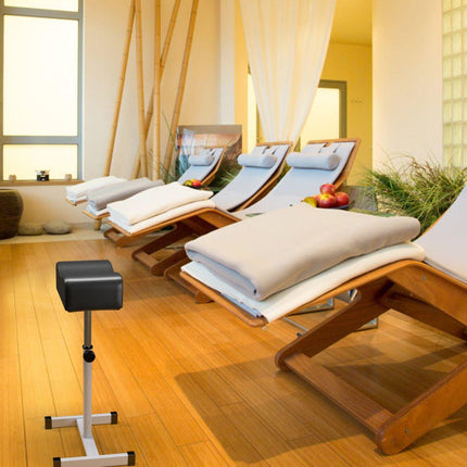 Trendmix Pedicure & Manicure Voetensteun – Verstelbare Hoogte 45-65 cm – Ergonomisch – Staal & Zwart Leer