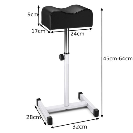 Trendmix Pedicure & Manicure Voetensteun – Verstelbare Hoogte 45-65 cm – Ergonomisch – Staal & Zwart Leer