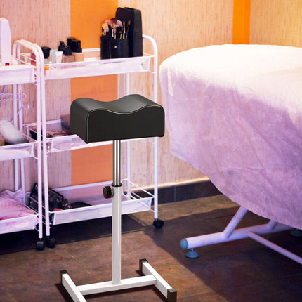 Trendmix Pedicure & Manicure Voetensteun – Verstelbare Hoogte 45-65 cm – Ergonomisch – Staal & Zwart Leer