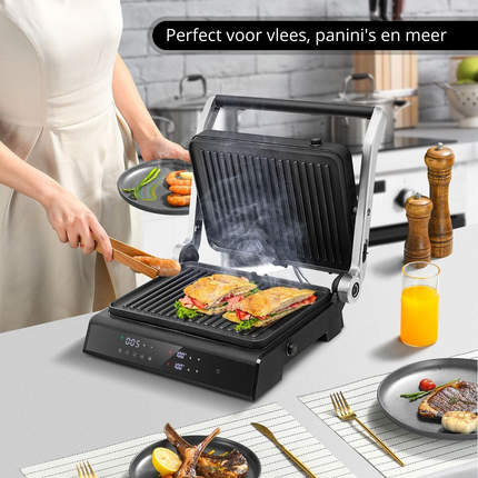 Trendmix XL Contactgrill 3-in-1 – Elektrische Multigrill met LED-display – 230 °C – Antiaanbaklaag – 5 Kookstanden – Zwart