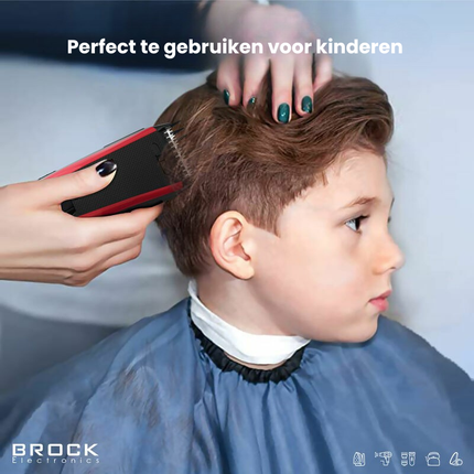 Brock Tondeuse & Trimmer voor Mannen – Draadloze Haartrimmer & Baardknipper – 24 Lengtestanden – RVS Mes – 45 Min – Rood