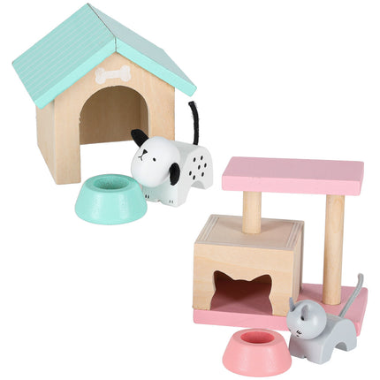 Speelhuis in Koffer met Meubels – Poppenhuis & Dierenhotel – 18-delige Houten Speelset – Vanaf 3 Jaar