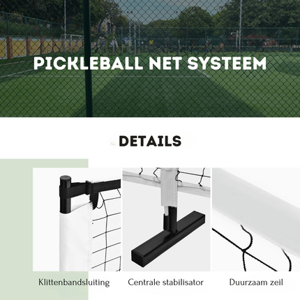 Trendmix Draagbaar Pickleball Net met Metalen Frame 670 cm - Sterk Polyesternet Inclusief Draagtas - Weerbestendig Sportnet voor Binnen en Buiten - Zwart