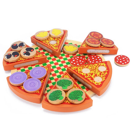 Pizza houten speelset met accessoires - pizza speelgoed - speelgoed eten - speelgoed pannenset