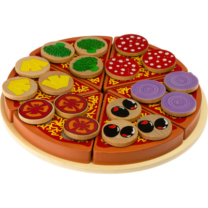 Pizza houten speelset met accessoires - pizza speelgoed - speelgoed eten - speelgoed pannenset