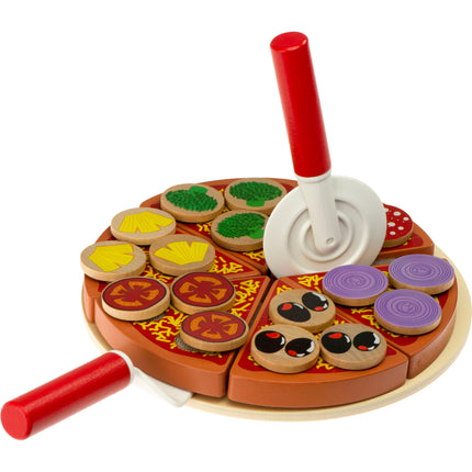 Pizza houten speelset met accessoires - pizza speelgoed - speelgoed eten - speelgoed pannenset