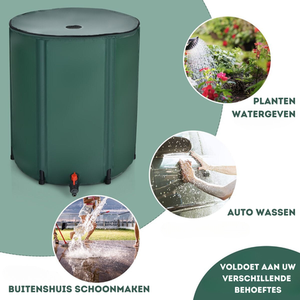 Trendmix Regenton Opvouwbaar 200 Liter – Met Kraan en Filter – Weerbestendig PVC – Regenwater Opslag – Groen