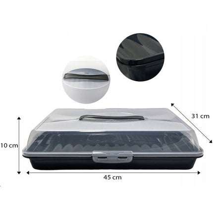 Lock & Fresh Rechthoekige Taartdoos 45 cm – Cake Bewaarbox en Transportcontainer – Met Handgrepen en Clipdeksel – Voor Cake, Taart en Gebak – Assorti