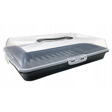 Lock & Fresh Rechthoekige Taartdoos 45 cm – Cake Bewaarbox en Transportcontainer – Met Handgrepen en Clipdeksel – Voor Cake, Taart en Gebak – Assorti