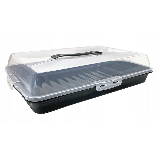 Lock & Fresh Rechthoekige Taartdoos 45 cm – Cake Bewaarbox en Transportcontainer – Met Handgrepen en Clipdeksel – Voor Cake, Taart en Gebak – Assorti