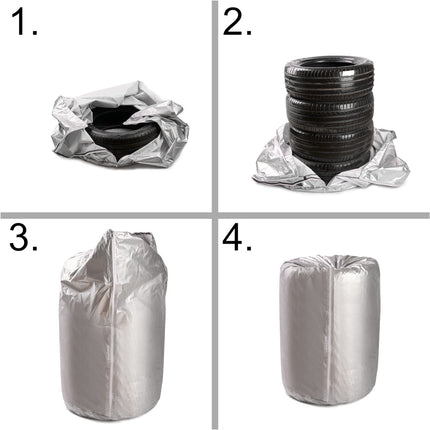 Auto Bandenhoes voor 4 Banden - Waterdichte Wielen Hoes - 13-17 Inch - Velgenboomhoes - Zilver
